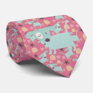 Corbata Perros, estrellas y flores