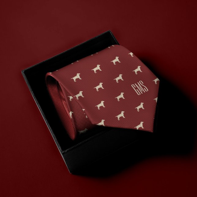 Corbata Perros Labrador Amarillos Patrón Monogramado (Subido por el creador)