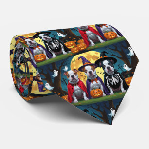 Corbata Perros Pitbull Calabaza Halloween Divertido