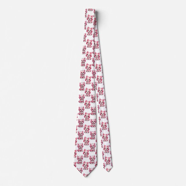 Corbata Perros rosados lindos - Blanco  (Anverso)