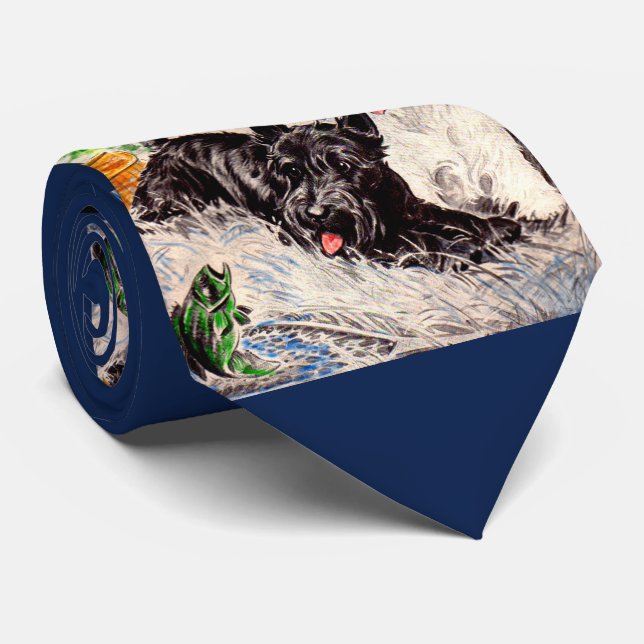 Corbata Perros Scottie Blackie y Whitie pescando  (Enrollado)