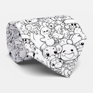 Corbata Personajes adorables de Kawaii Doodle (1)