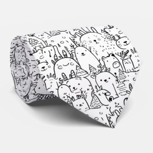 Corbata Personajes adorables de Kawaii Doodle (2)
