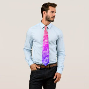Corbata Personajes divertidos ladrillos arcoíris (rosados)