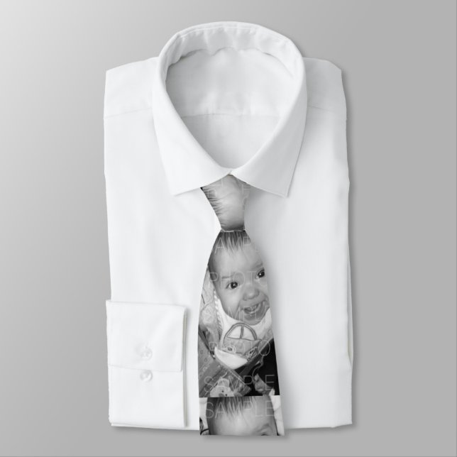 Corbata Personaliza tu patrón de foto en blanco y negro (Atado)