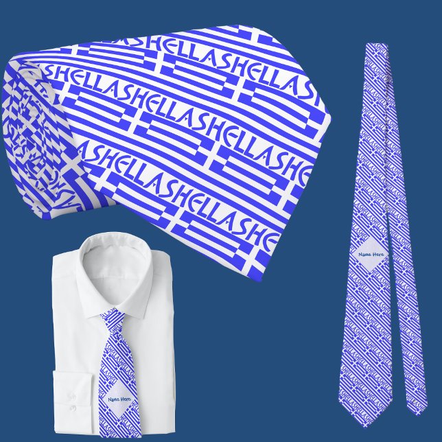 Corbata Personalización azul con Hellas y la bandera grieg (Subido por el creador)