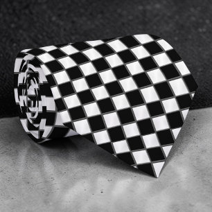 Corbata personalizada a cuadros en blanco y negro