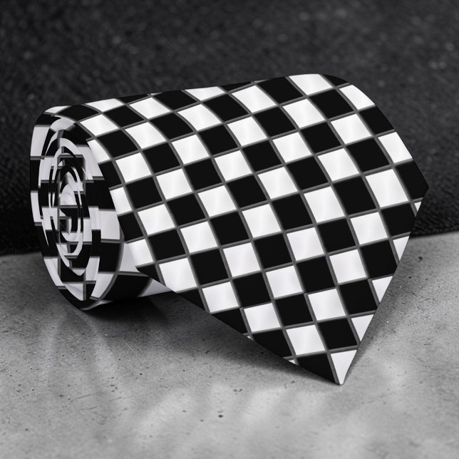 Corbata personalizada a cuadros en blanco y negro (Subido por el creador)