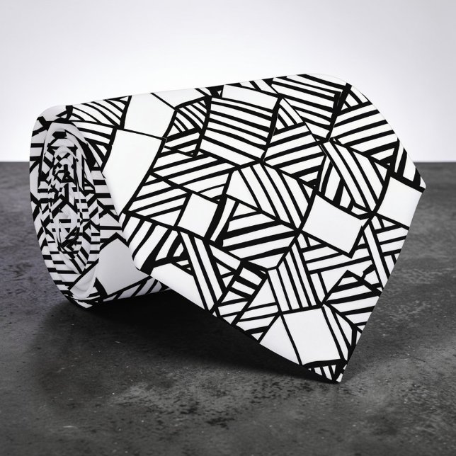 Corbata personalizada abstracta geométrica en negr (Subido por el creador)