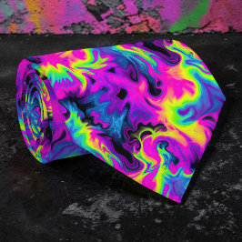 Corbata personalizada con efecto tie-dye neón retr