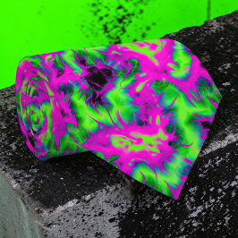 Corbata personalizada con efecto tie-dye neón retr
