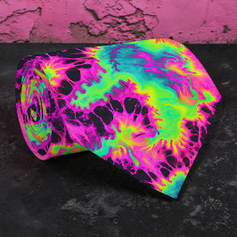 Corbata personalizada con efecto tie-dye neón retr