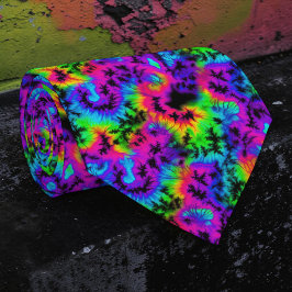 Corbata personalizada con efecto tie-dye neón retr