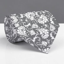 Corbata personalizada con estampado floral gris