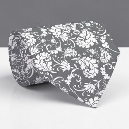 Corbata personalizada con estampado floral gris