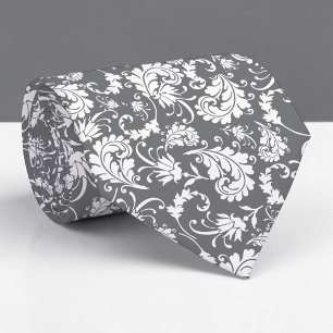 Corbata personalizada con estampado floral gris