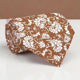 Corbata personalizada con estampado floral marrón