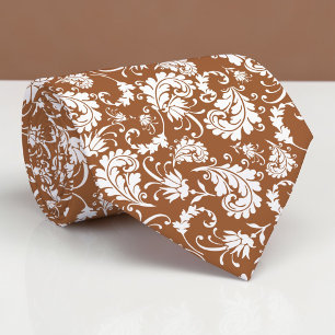 Corbata personalizada con estampado floral marrón
