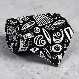 Corbata personalizada con garabatos en negro y bla
