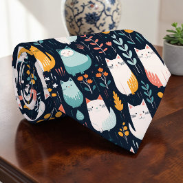 Corbata personalizada con gráfico de gato retro