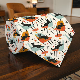 Corbata personalizada con gráfico retro de gato de