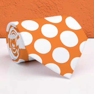 Corbata personalizada con lunares naranja jumbo