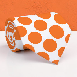 Corbata personalizada con lunares naranjas sobre b