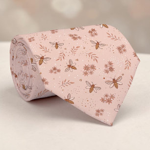 Corbata personalizada con patrón de abeja rosa