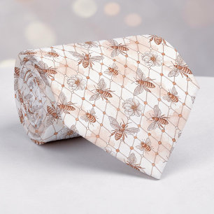 Corbata personalizada con patrón de abeja rosa