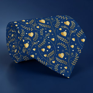 Corbata Personalizada con Patrón de Corazón Azul y