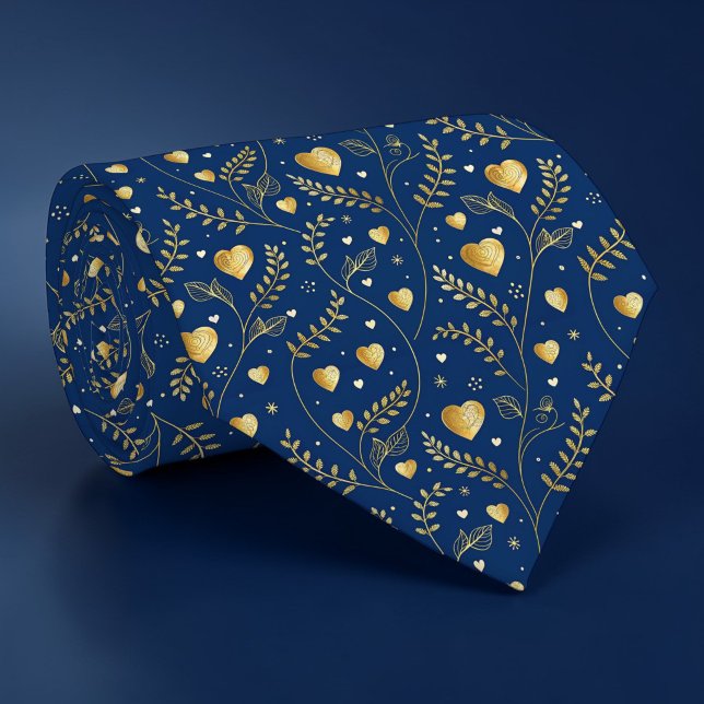Corbata Personalizada con Patrón de Corazón Azul y (Subido por el creador)