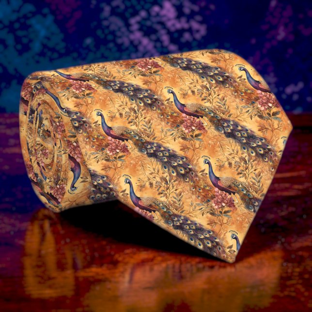 Corbata personalizada con patrón de pavo real (Subido por el creador)