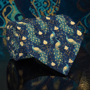 Corbata personalizada con patrón de pavo real