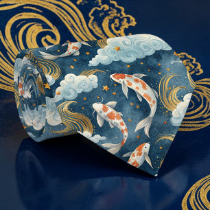Corbata personalizada con patrón de peces Koi