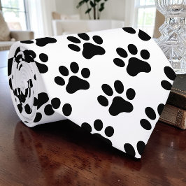 Corbata personalizada de patas de gato retro en bl