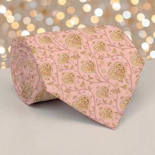 Corbata personalizada elegante corazón rosa polvor