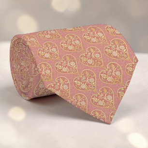 Corbata personalizada elegante corazón rosa polvor