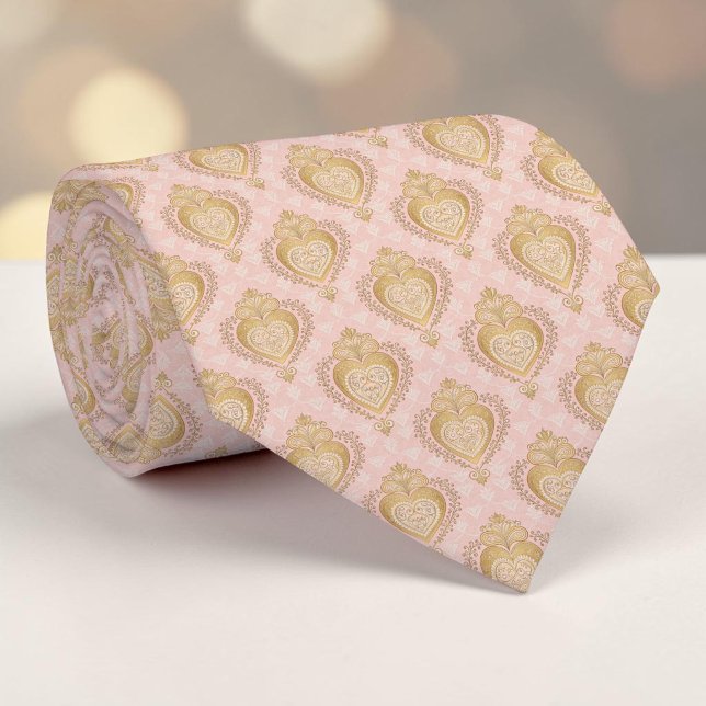 Corbata personalizada elegante corazón rosa polvor (Subido por el creador)