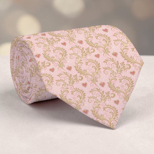 Corbata personalizada elegante corazón rosa polvor