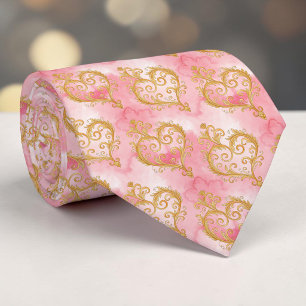 Corbata personalizada elegante corazón rosa polvor
