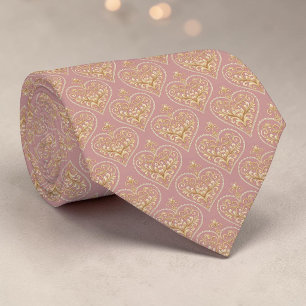 Corbata personalizada elegante corazón rosa polvor