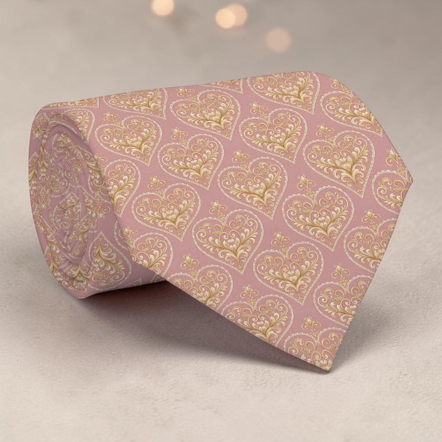 Corbata personalizada elegante corazón rosa polvor (Subido por el creador)