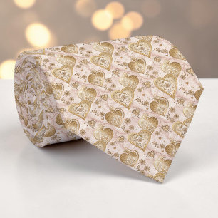 Corbata personalizada elegante corazón rosa polvor