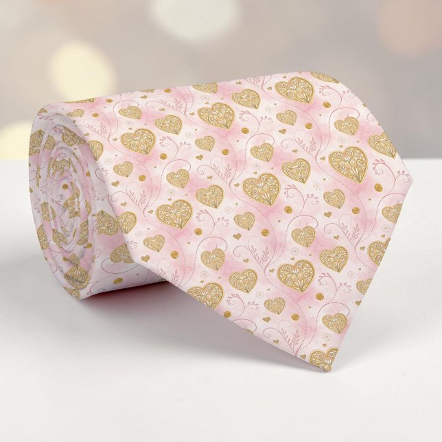 Corbata personalizada elegante corazón rosa polvor (Subido por el creador)