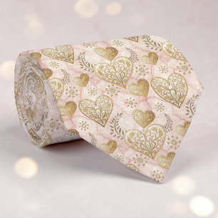 Corbata personalizada elegante corazón rosa polvor