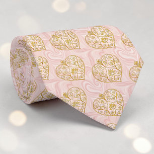 Corbata personalizada elegante corazón rosa polvor