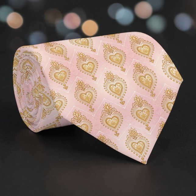 Corbata personalizada elegante corazón rosa polvor (Subido por el creador)