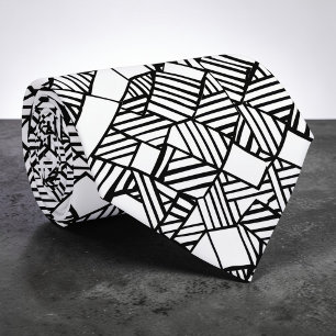 Corbata personalizada geométrica abstracta en blan