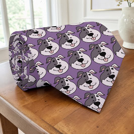 Corbata personalizada morada con dibujo de perro