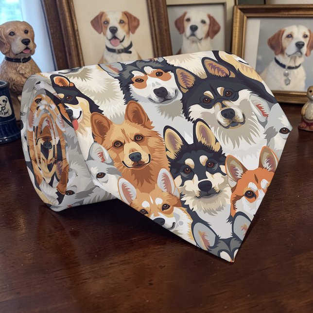 Corbata Personalizada Retro Canina Amante de los P (Subido por el creador)